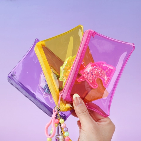 Monedero De Unicornio Arena Movediza PVC Transparente Lindo Cartera De Dibujos Animados Con Correa De Cuentas Bolsa De Lentejuelas Regalo