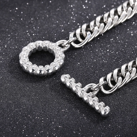 Bracciale Da Uomo A Catena Cubana In Acciaio Inossidabile Gioielli Hip Hop Chiusura A T Stile Punk Gothic Unisex