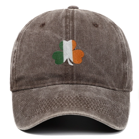 Retro Washed Cotton Baseball Cap Distressed Shamrock Embroidery Adjustable Dad Hat For Men Women Outdoor Casual Sun Hat