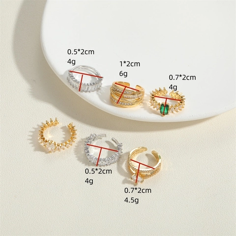 Französisch Vintage Kupfer Offener Ring Für Damen Eleganter Zirkonia Eingelegter Verstellbarer Geometrischer Fingerring Modeschmuck Geschenk