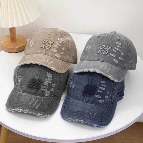 Casquette De Baseball Distressed Vintage Denim Lavé Réglable Protection Solaire Style Street Rétro Broderie Pour Femmes Et Hommes