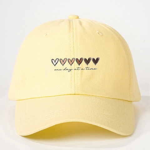 Casquette De Baseball En Coton Cœur One Day At A Time Lettre Broderie Dégradé Protection Solaire Extérieur Unisexe