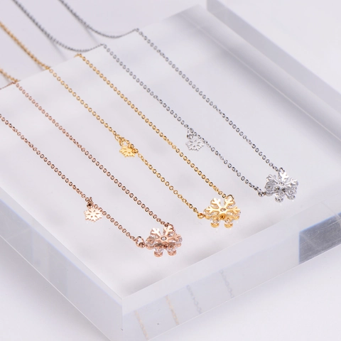 Collana Con Ciondolo A Fiocco Di Neve In Acciaio Inossidabile 316L Con Zircone Catena Per Clavicola Delicata Gioielli Minimalisti Da Donna