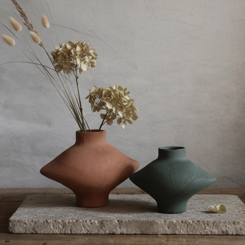 Γεωμετρικό Κεραμικό Βάζο Με Υφή Wabi-Sabi Στυλ Γλάστρα Για Ανθοσύνθεση Διακόσμηση Σπιτιού Μινιμαλιστική Χειροποίητο