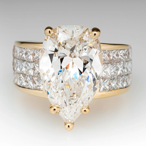 Luxus Birnenschliff Zirkonia Kupfer Ring Für Damen Vergoldet Mikro Pave Band Statement Fingerring Hochzeit Schmuck Geschenk