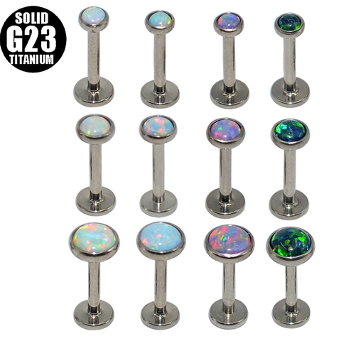 Solid G23 Titanium Internal Thread Labret Stud Opal Earring Lip Piercing Jewelry Minimalist Body Jewelry For Women Men