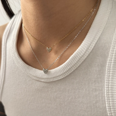 Edelstahl Herz Anhänger Halskette Mit Zirkonia Pavé Fassung Zierlicher Minimalistischer Modeschmuck Für Damen