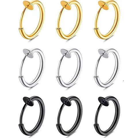 Orecchini A Cerchio Con Clip Acciaio Inossidabile Senza Buco Punk Minimalista Unisex Gioielli