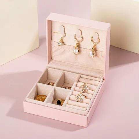 Mini Jewelry Organizer Box PU Leather Portable Travel Case For Rings Earrings Storage Waterproof Compact Square Organizer