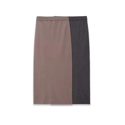 Damen Strick Midi Rock Elastische Hohe Taille Einfarbig Gerader Bleistiftrock Casual Streetwear Polyester
