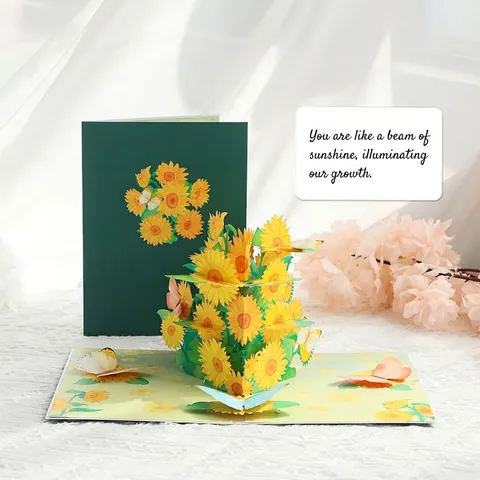 Biglietto Auguri 3D Pop Up Bouquet Fiori Taglio Laser Fatto A Mano Carta Regalo Per Madre Insegnante Compleanno San Valentino