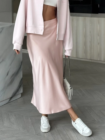 Elegant Women Satin Midi Skirt High Waist Satiny Fishtail Solid Color Polyester Dressy Casual Office