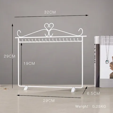 Iron Jewelry Display Stand Heart Shape Necklace Organizer Tabletop Metal Storage Rack With Hooks For Home Decor