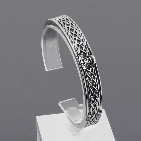 Viking Cuff Bracelet Stainless Steel Norse Rune Mjolnir Thor Hammer Celtic Knot Retro Punk Jewelry For Men