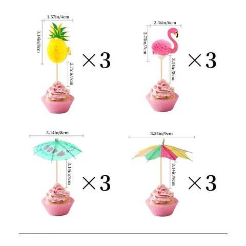 Decorazioni Per Torte Hawaii Tropical Cocktail Picks Fenicottero Ananas Mini Ombrello Carta E Legno Per Festa Luau