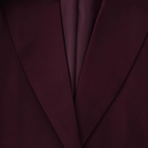 Veste Blazer Et Pantalon Pour Femmes Rouge Vin Polyester Col À Revers Bouton Unique Élégant Bureau