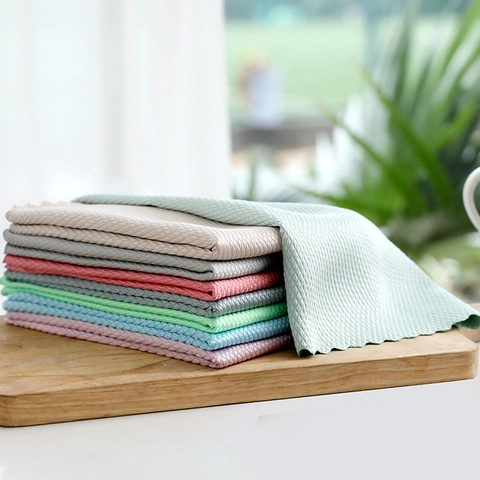 Paño De Limpieza De Microfibra Tejido De Escamas De Pescado Absorbente Sin Pelusas Sin Rayas Para Vidrio Ventana Cocina