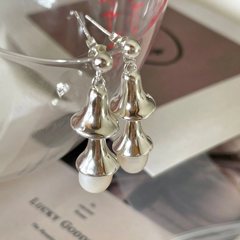 Orecchini Pendenti Con Perla Artificial A Forma Di Campanula E Perno In Argento Sterling 925 Gioielli Eleganti Vintage