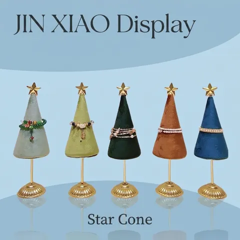 Espositore Per Bracciali Gioielli In Velluto Forma Cono Stella Base Metallo Stile Albero Natale Organizzatore Per Casa Negozio