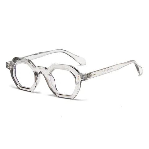 Vintage Achteckige Sonnenbrille Für Damen Herren Geometrischer Kunststoffrahmen UV400 Schutz Blaulichtfilter Metallnieten Dekor