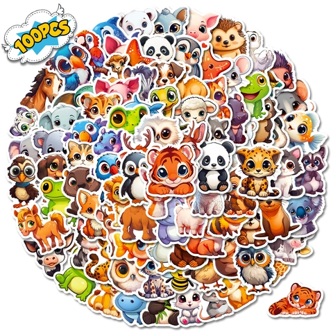 Adesivi Animali Cartoni Animati Impermeabile PVC Graffiti Decalcomanie DIY Laptop Bottiglia Acqua Bagagli Notebook Decorazione Bambini Studenti