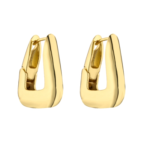 Orecchini a Cerchio Geometrici Minimalisti in Ottone Placcato Oro 18K per Donna Moda Elegante Fibbia per Orecchio a Trapezio a Forma di U Gioielli Regalo