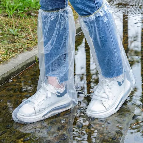 Copriscarpe Da Pioggia Usa E Getta Impermeabili Alti In Plastica PE Spessa Antiscivolo Per Pioggia E Neve