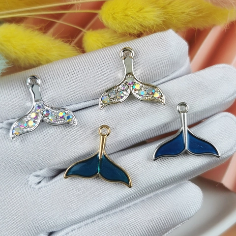 Ciondoli Coda Di Sirena Lega Smalto Strass DIY Creazione Gioielli Accessori Per Collane Bracciali Artigianali