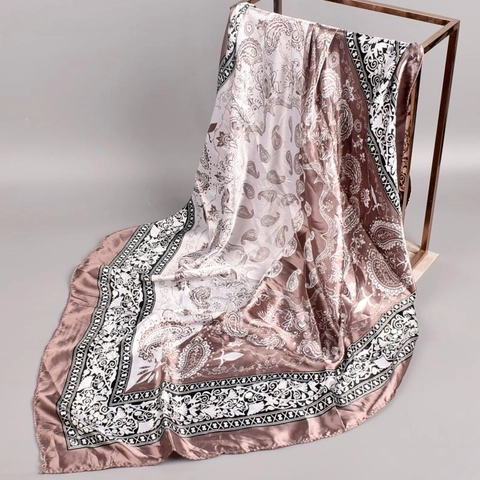 Paisley Satin Square Scarf For Women Silky Polyester Head Scarf Neck Wrap Floral Pattern Hijab Fashion Accessory Gift