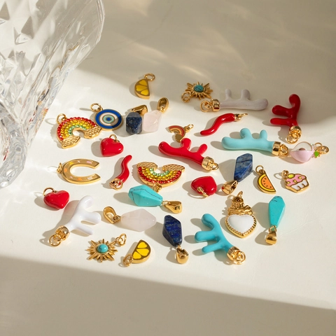 Ciondoli DIY In Acciaio Inossidabile Smalto Forme Frutta Peperoncino Cuore Impermeabile Ipoallergenico Ciondoli Per Donne