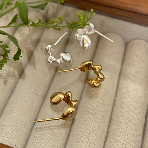 Orecchini A Lobo Goccia D Acqua Liquida Irregolare Minimalisti Lucidi Con Perno In Argento Sterling 925