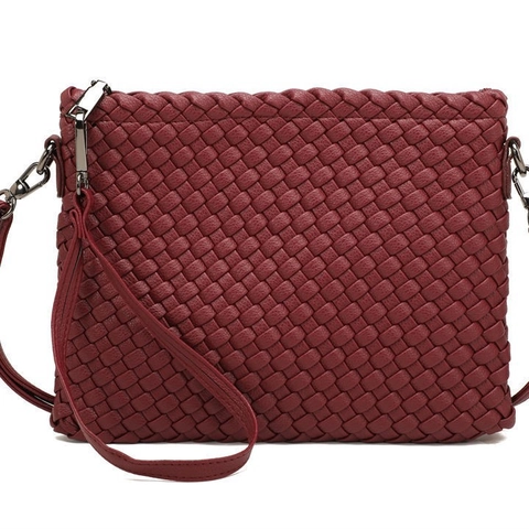 Women Handwoven PU Leather Crossbody Bag Fashion Minimalist Shoulder Clutch Purse With Detachable Long Strap