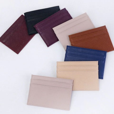 Saffiano Crocodile Texture PU Leather Card Holder Wallet Ultra Thin Multi Slot Minimalist Business For Men Women