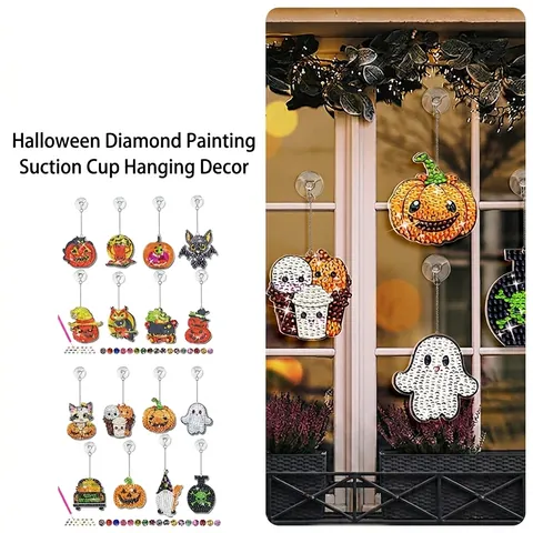 DIY Diamond Painting Suncatchers Acrylic Rhinestone Window Hanging Ornaments Suction Cup Halloween Butterfly Dragonfly Art
