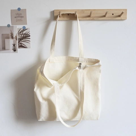Sac Fourre-tout En Toile Imprimé Lettres Have A Nice Day Grande Capacité Sac À Main Bandoulière Décontracté Pour Femmes