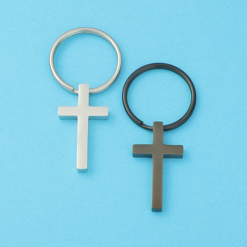 Roestvrijstalen Kruis Hanger Sleutelhanger Minimalistische Hip Hop Religieuze Sieraden Cadeau Voor Heren Dames