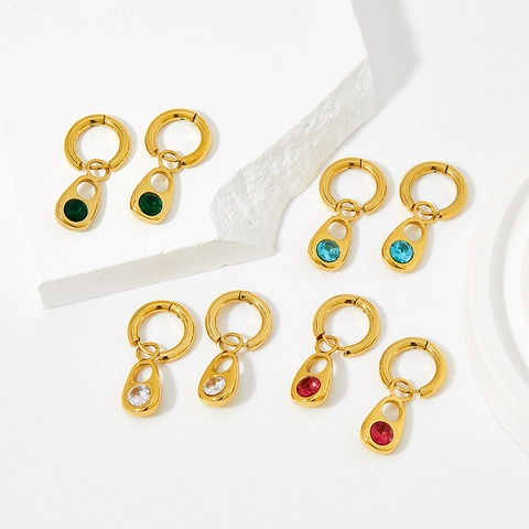 Orecchini a Cerchio in Acciaio Inossidabile con Zirconia per Donna Orecchini a Goccia Geometrici Gioielli alla Moda