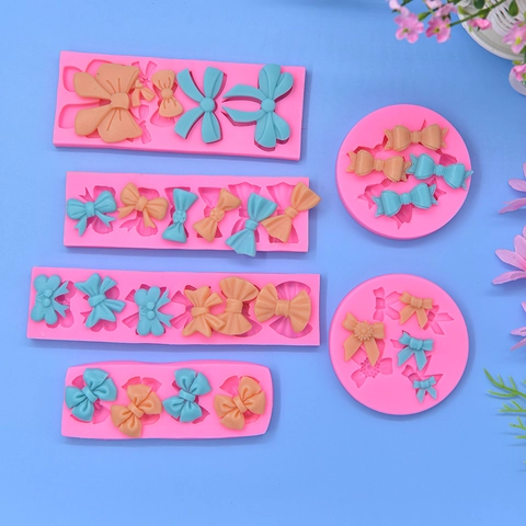 Bow Ribbon Silicone Mold For Fondant Chocolate Cake Decoration DIY Baking Handcraft Pink Flexible