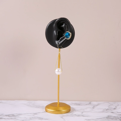 Earring Display Stand Resin Ear Shape Jewelry Holder With Metal Base Nordic Style Photography Prop Countertop Organizer