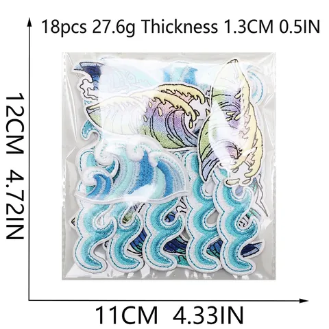 Zee Golf Borduurwerk Patches Ukiyo-e Stijl Opstrijkbare Applicaties Voor Kleding Tassen DIY Decoratief Naaien