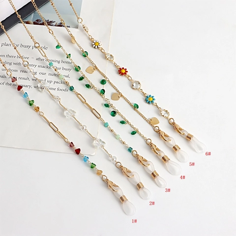Catena Occhiali Cordino Occhiali Da Sole Catena Mascherina Lega Perline Colorate Fiore Cuore Farfalla Accessorio Decorativo Occhiali Per Donne Antiscivolo Elegante