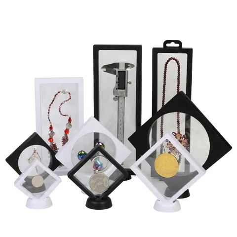 3D Floating Display Case Suspension Jewelry Box Transparent PE Film Anti-Oxidation Dustproof Storage For Coins Medals