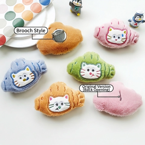 Broche Chat En Peluche Dessin Animé Style Forêt Animal Décoration Douce Pour Vêtements Sac Cadeau