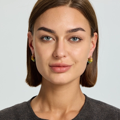 Luxury Stainless Steel Hexagon Hoop Earrings Gold Plated Geometric Rhinestone Huggie Earrings For Women Fashion Jewelry