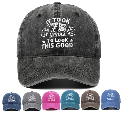 Cappello Da Baseball In Cotone Lavato Vintage Distressed Dad Hat Regalo 75 Compleanno Ricamato Traspirante Regolabile