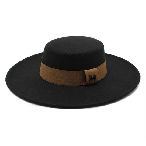 Boater Hat Flat Top Wide Brim Cotton Polyester Blend With Ribbon And Metal M Decoration Retro British Style Unisex