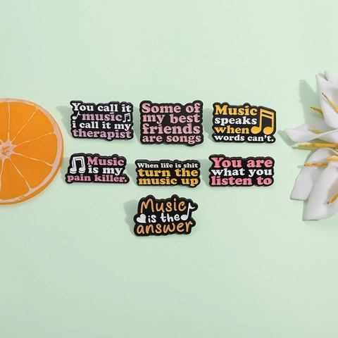 Music Quote Enamel Pin Alloy Brooch Decorative Badge For Clothes Bags Music Lovers Creative Gift Jewelry