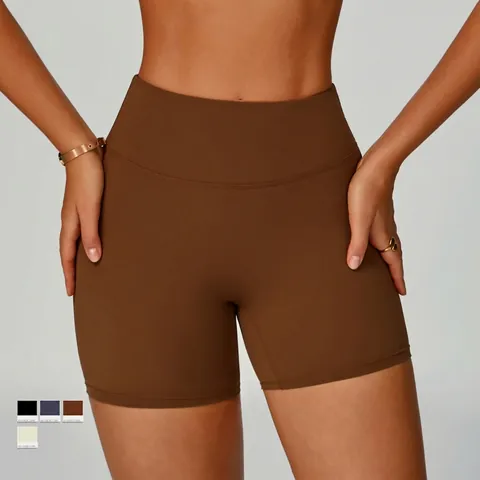 Shorts De Yoga Para Mujer Cintura Alta Nailon Reciclado Elastano Control De Abdomen Realce Workout Gym Pantalones Cortos