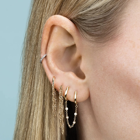 Orecchini A Cerchio Con Catena A Nappe Per Donna Con Perno In Argento Sterling 925 Rame Gioielli Minimalisti Eleganti