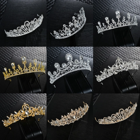 Barock Braut Krone Tiara Legierung AAA Zirkon Strass Hochzeit Geburtstag Party Prinzessin Haarschmuck Accessoires Für Frauen